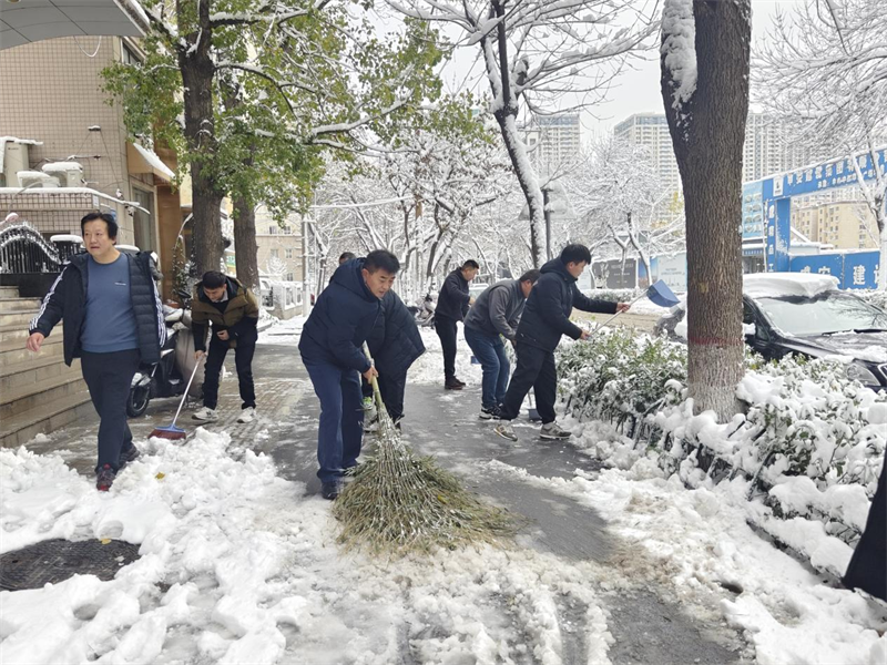 聯(lián)合黨支部清雪除冰保暢通 為民掃出安全路